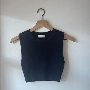 Aritzia Babaton Black Ribbed Tank Top